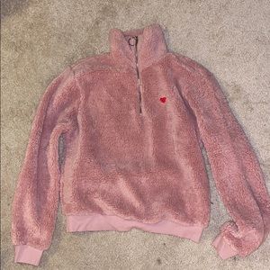 Topshop 3/4 Zip. Size 6. Pink. Sherpa.